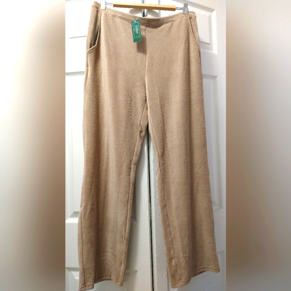 NWT LLBean Perfect Fit Knit Cords Straight Leg, Large Petite - Soft Khaki